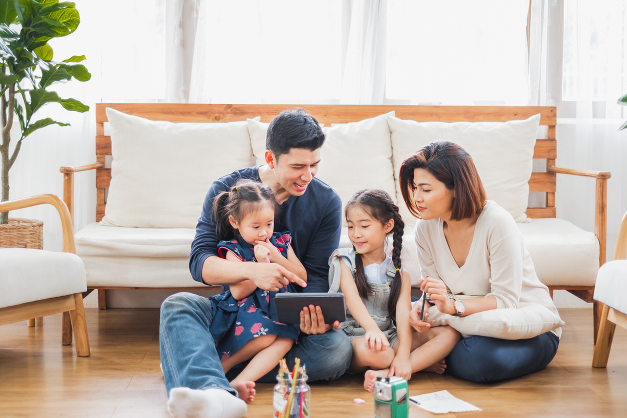 Asian Family playing together