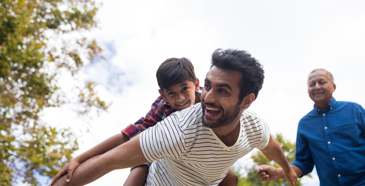 Dad helps boy fly